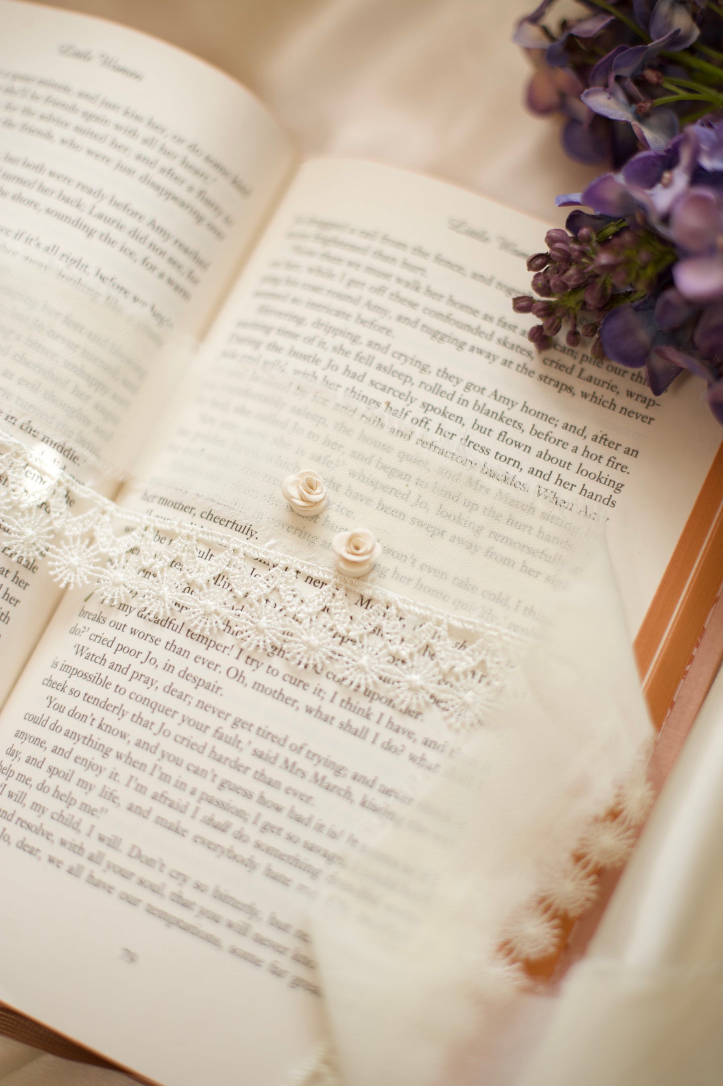 Slightly imperfect Ivory rose studs