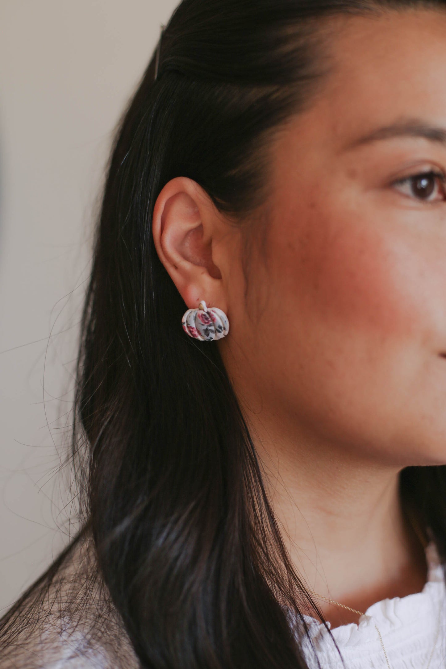 Vintage Fall Floral Pumpkin Studs