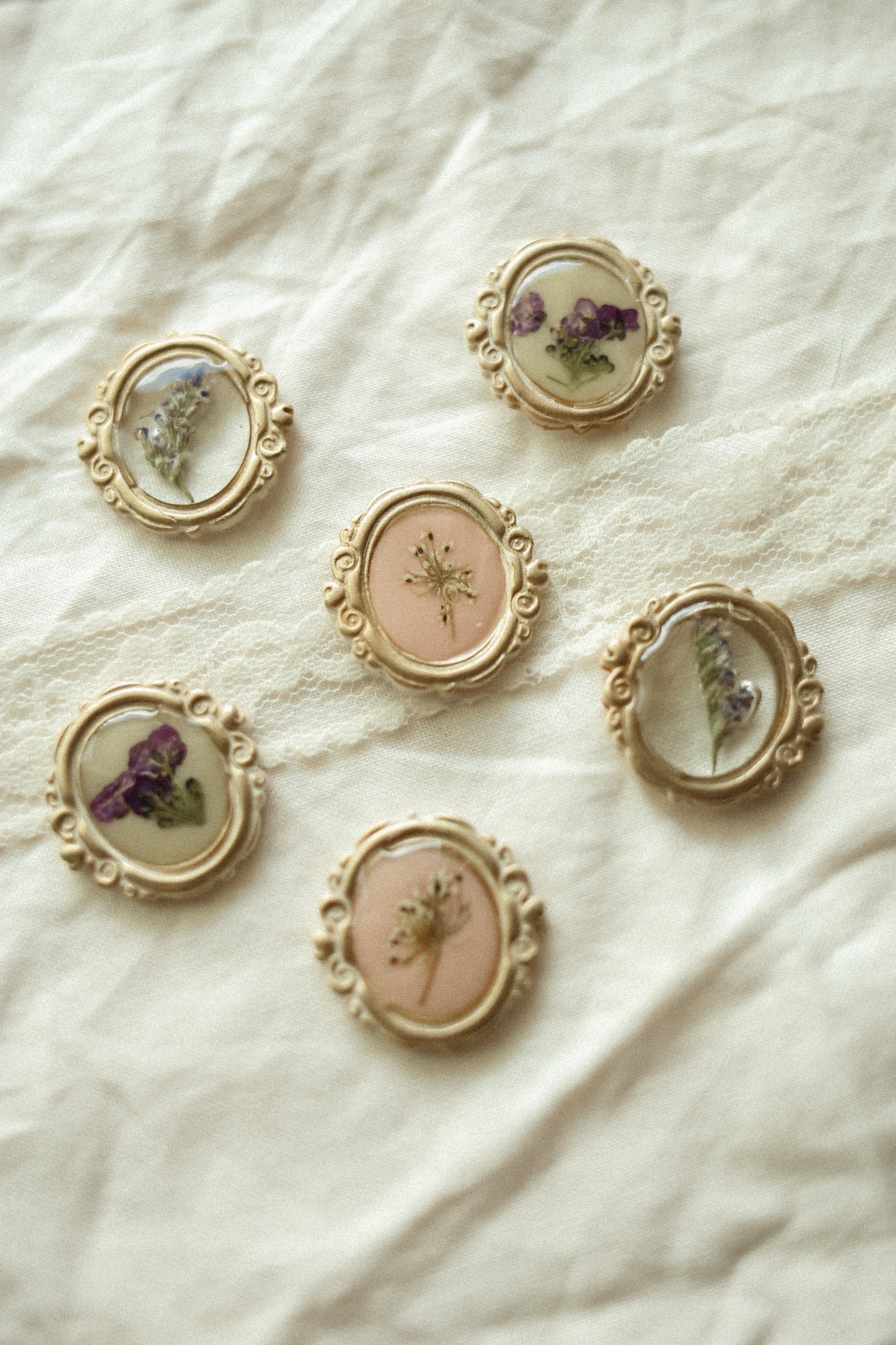 Antique pressed flower Magnets