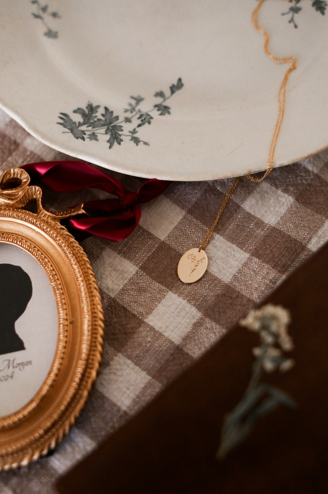 Custom Engraved Birth Flower Bouquet Necklace