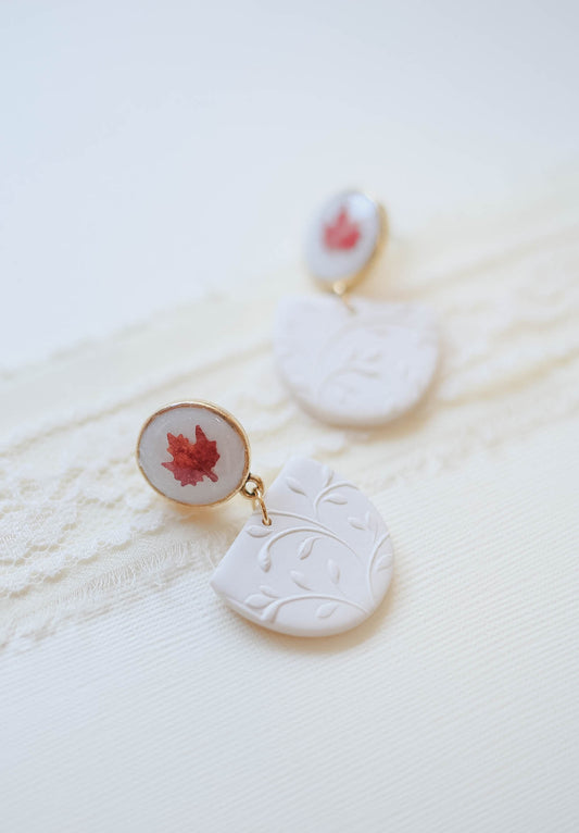 Pressed Maple leaf Earring