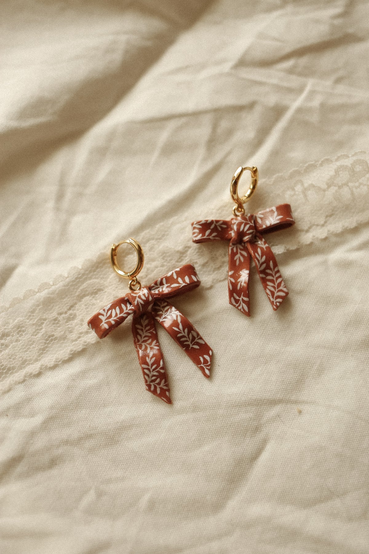 Fall botanical bow earrings