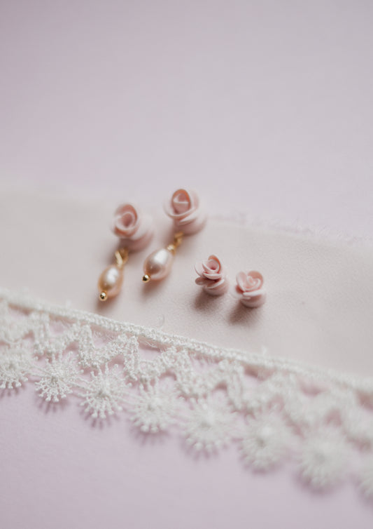 Pearl Rose Mother/Daughter Earrings