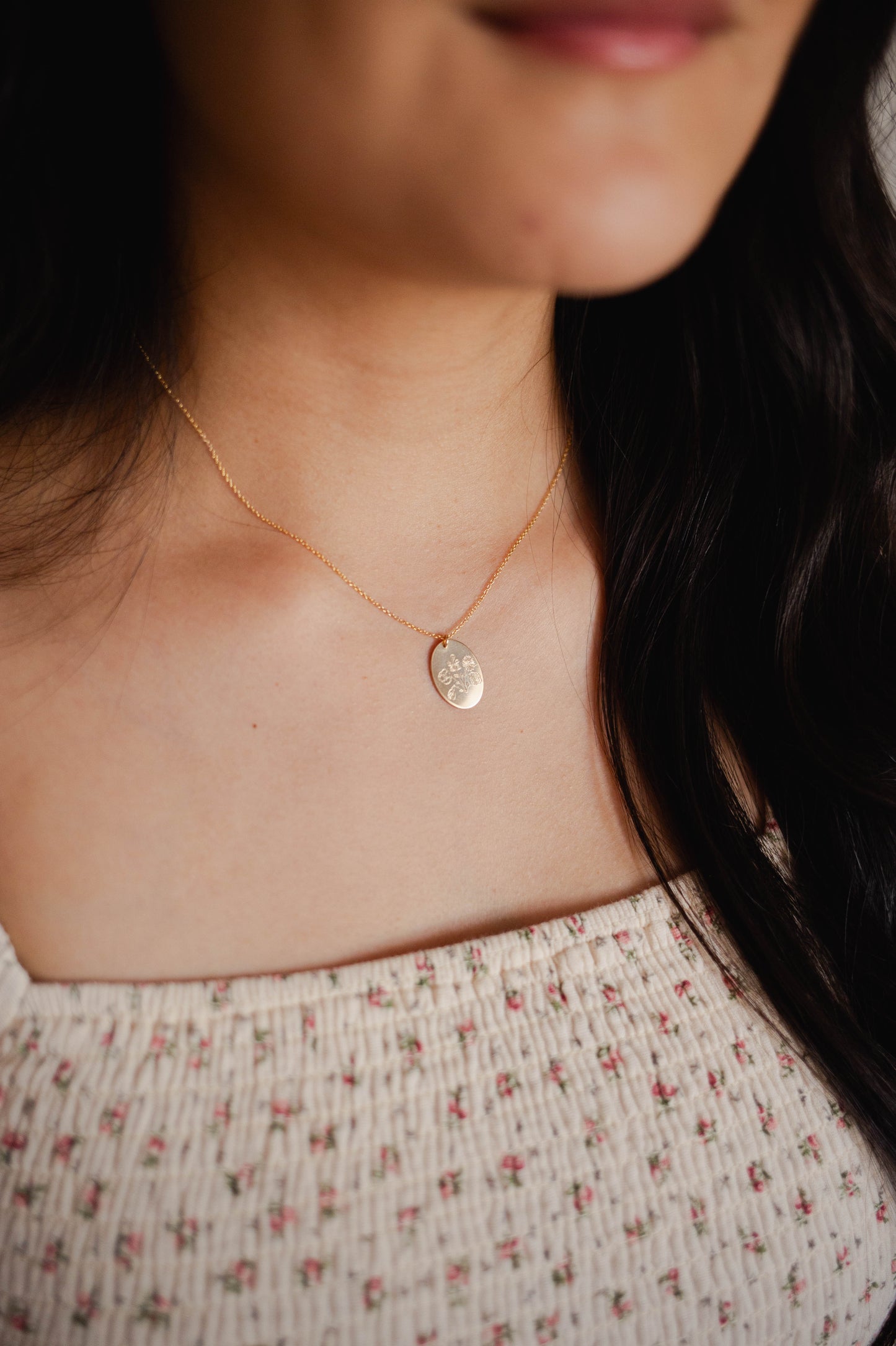 Custom Engraved Birth Flower Bouquet Necklace