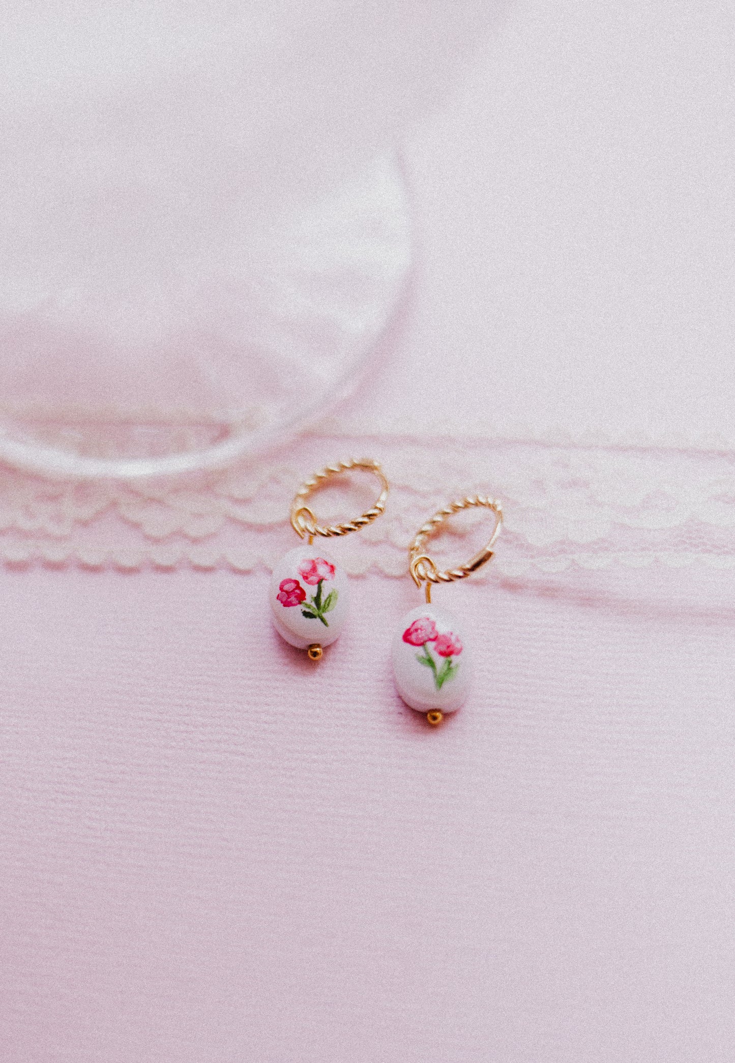 Hand Painted Rose Earrings