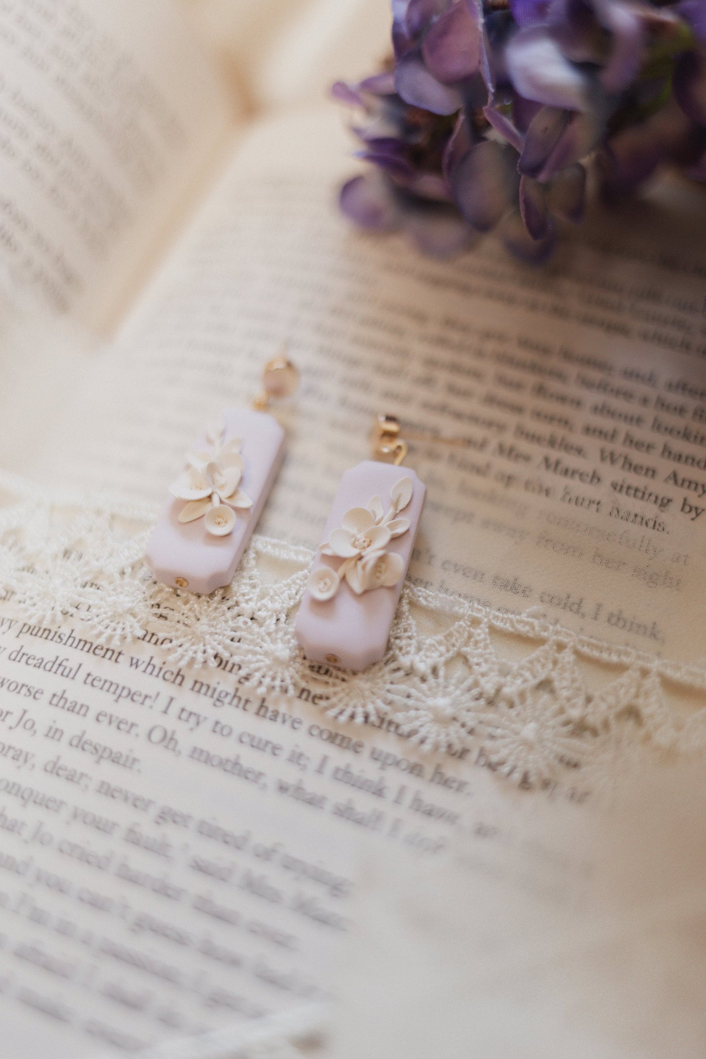 Lilah Florals | Floral Polymer Clay Earrings | Wedding Jewelry | Hypoallergenic | Lavender Earrings | Gift for mom